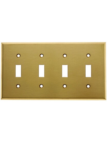 Classic Four Gang Toggle Switch Plate In Pressed Brass or Steel